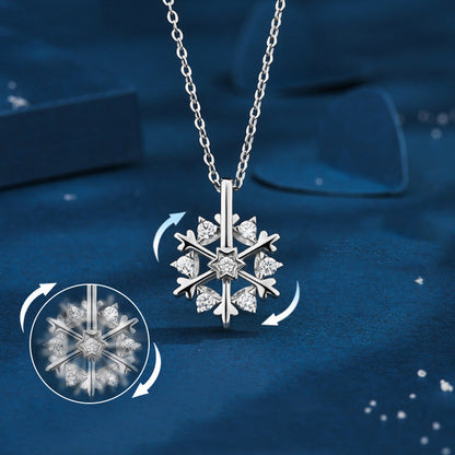 Rotatable Spinning Snowflake Pendant Necklace