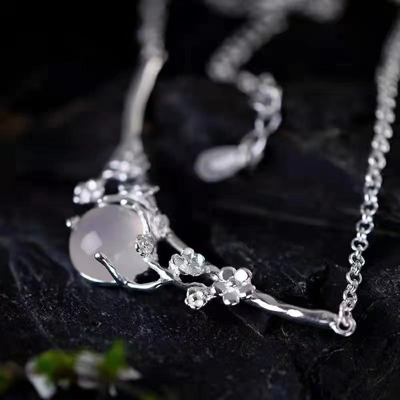 Moonlight White Chalcedony Plum Necklace