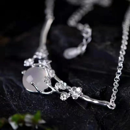 Moonlight White Chalcedony Plum Necklace