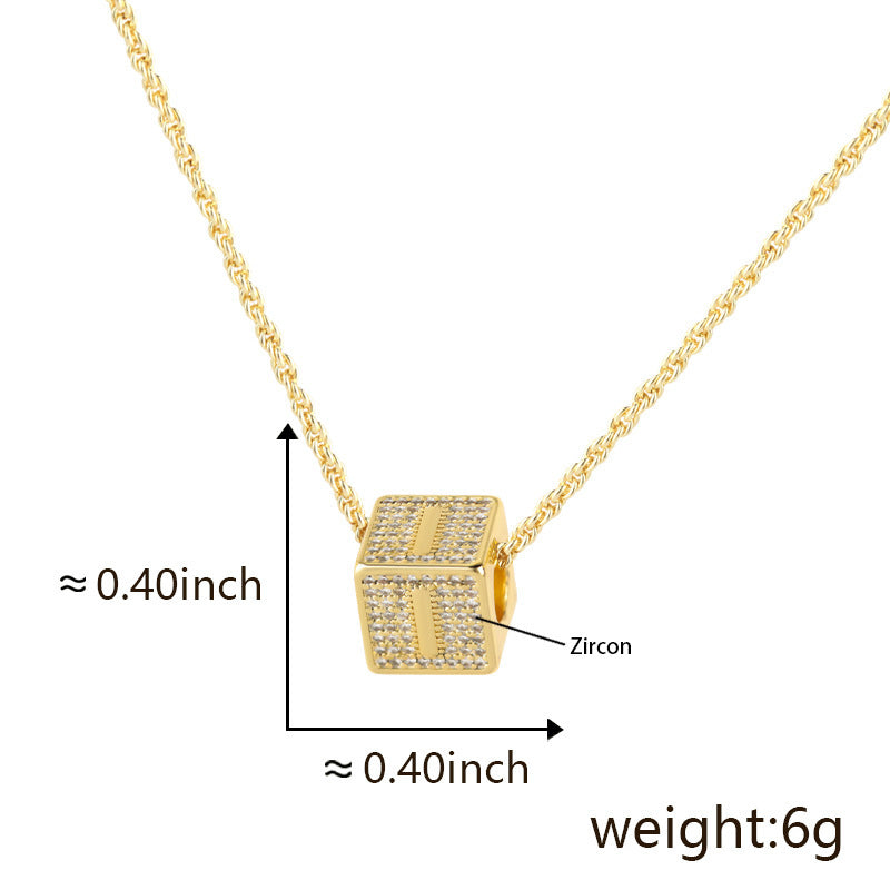 Cube 26 A-Z English Letter Pendant Necklaces