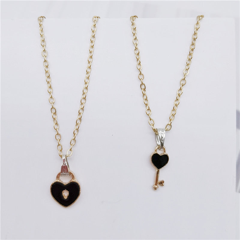 Couple Lock & Key Necklaces Set, 2Pcs