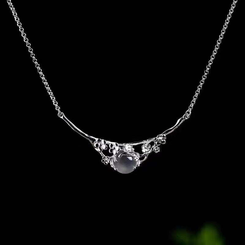 Moonlight White Chalcedony Plum Necklace
