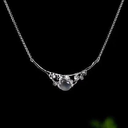 Moonlight White Chalcedony Plum Necklace