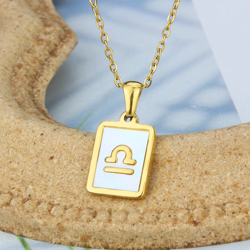 Square Shell Zodiac Necklace
