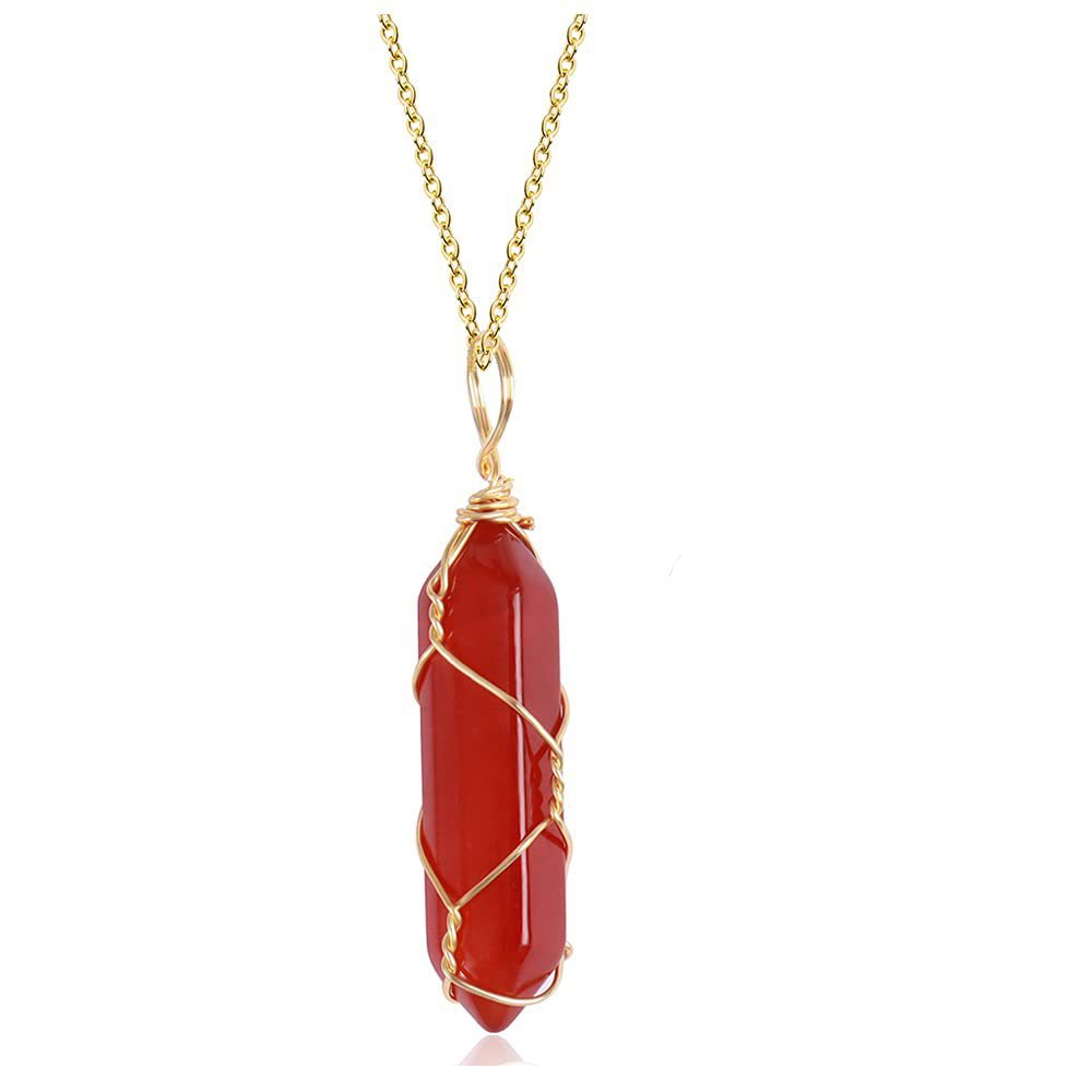 Red Agate Crystal Pendant Necklace