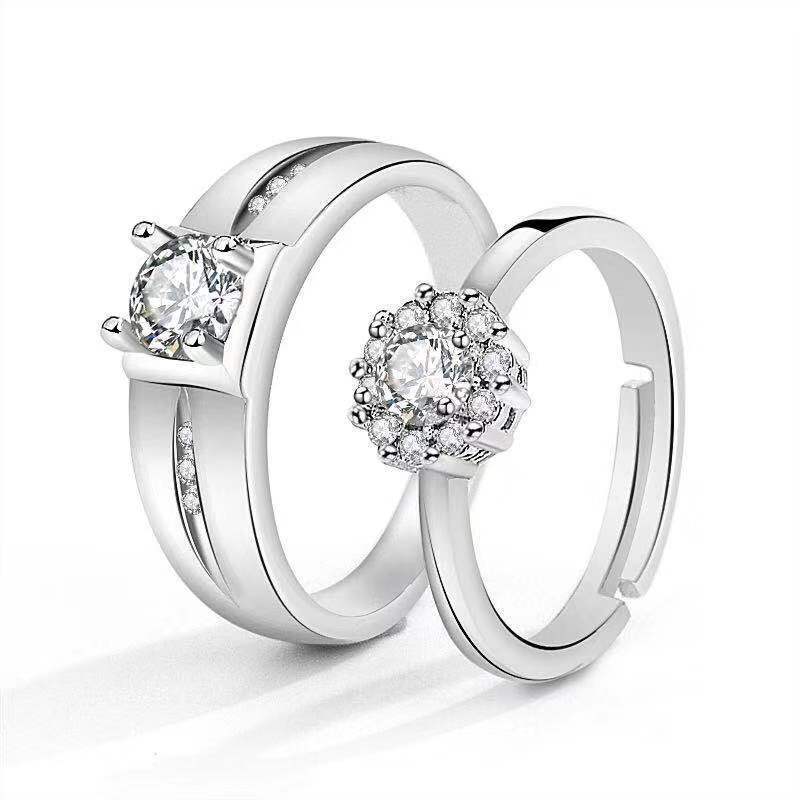 Moissanite Engagement Couple Rings
