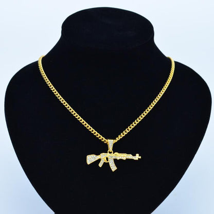 Cool Gothic Gun Shape Pendant Necklace