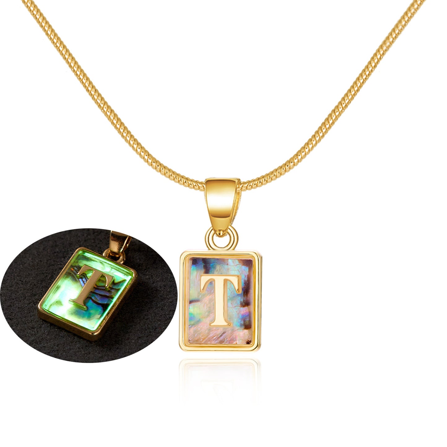 Luminous Pendant 26 Letter Square Necklace
