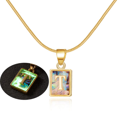 Luminous Pendant 26 Letter Square Necklace