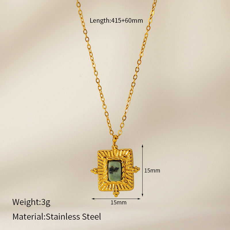 Vintage Turquoise Natural Stone Pendant Necklace