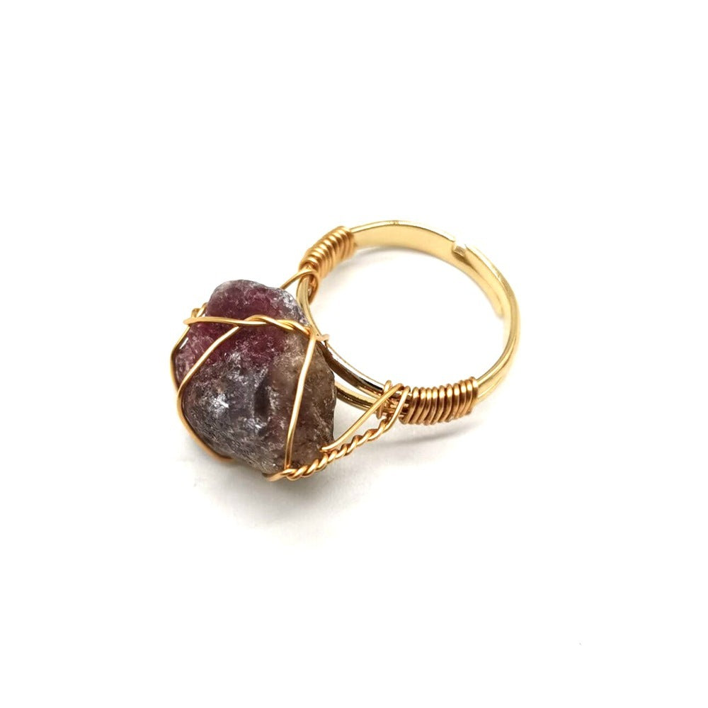 Adjustable Rough Stone Agate Ring