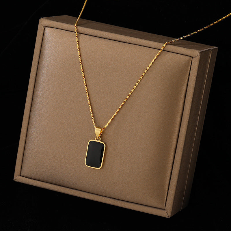 Gold Rectangular Pendant Necklace