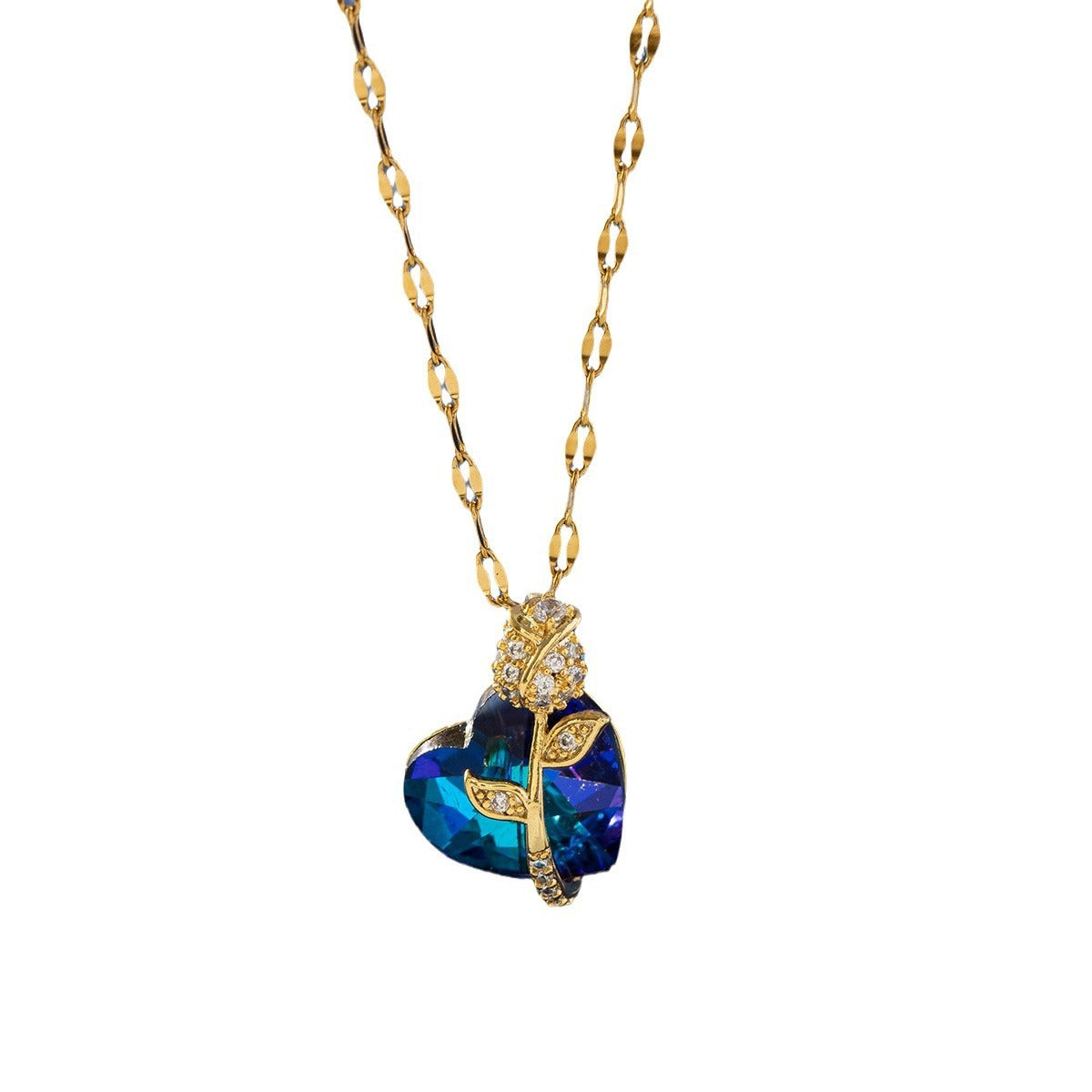 Sapphire Gold Heart Shape Pendant Necklace