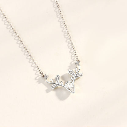 Reindeer Pendant Necklace, Gold, Silver