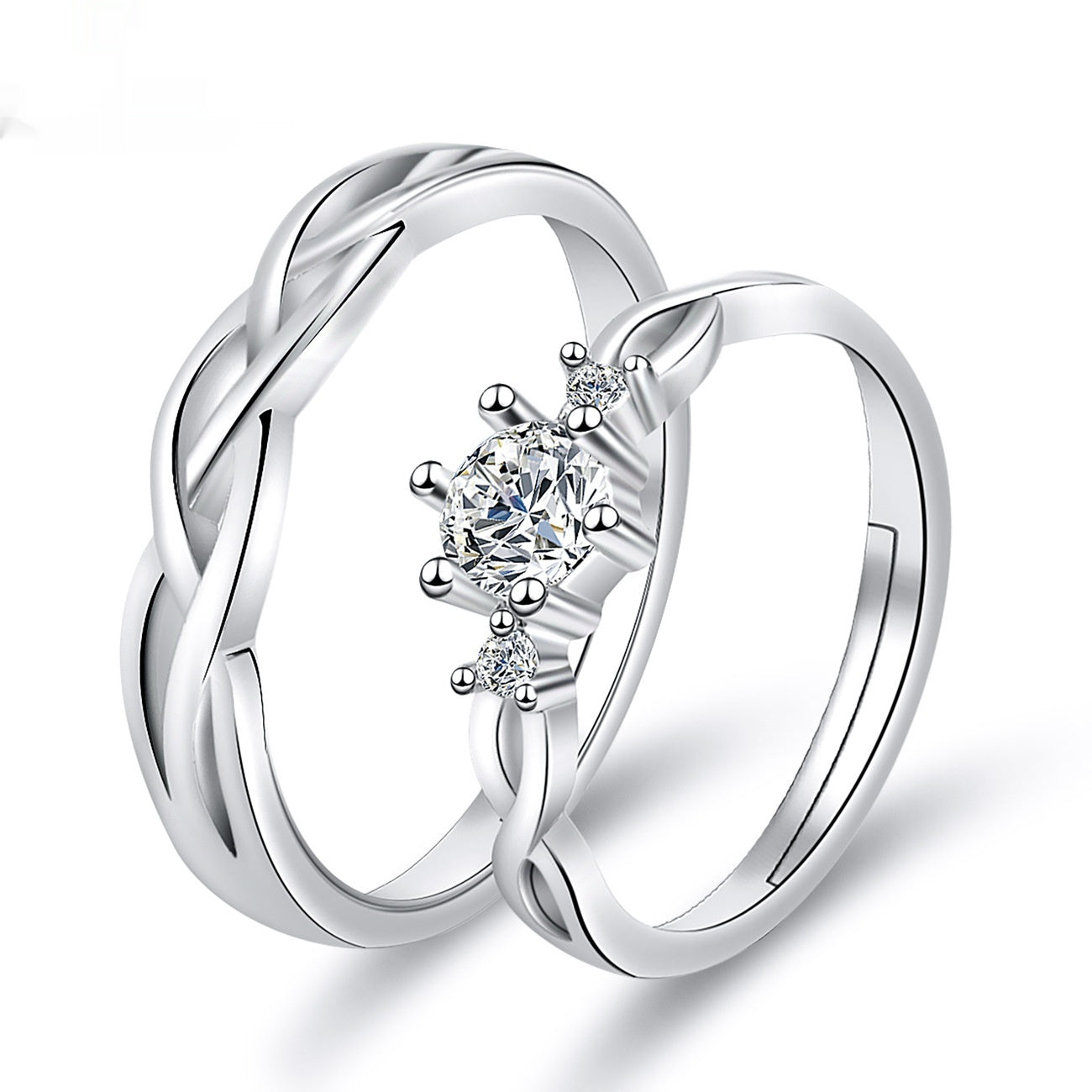 Moissanite Engagement Couple Rings