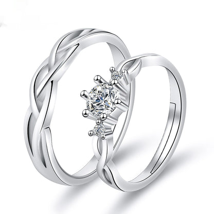 Moissanite Engagement Couple Rings