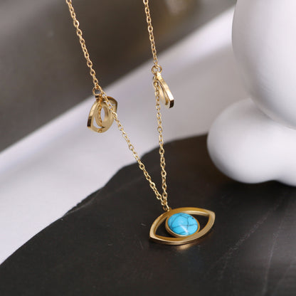 Gold Blue Turquoise Devil’s Eye Necklace