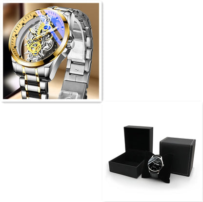 Gold Skeleton Automatic Quartz Watch with Luminous Effect