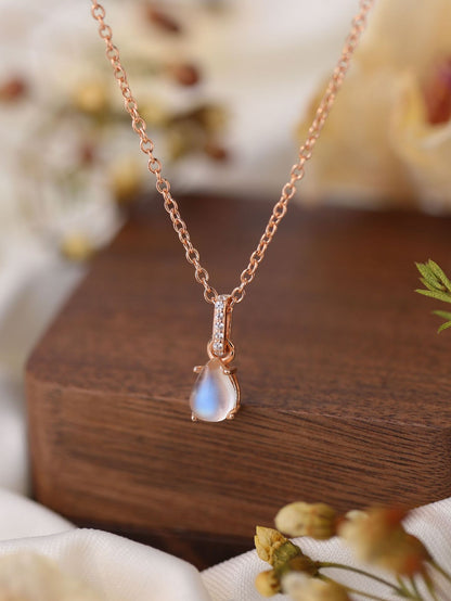 925 Silver Water Drop Moonstone Necklace