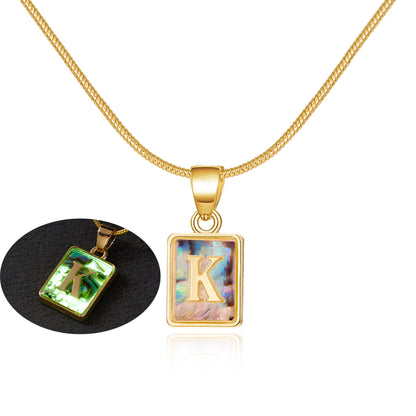 Luminous Pendant 26 Letter Square Necklace