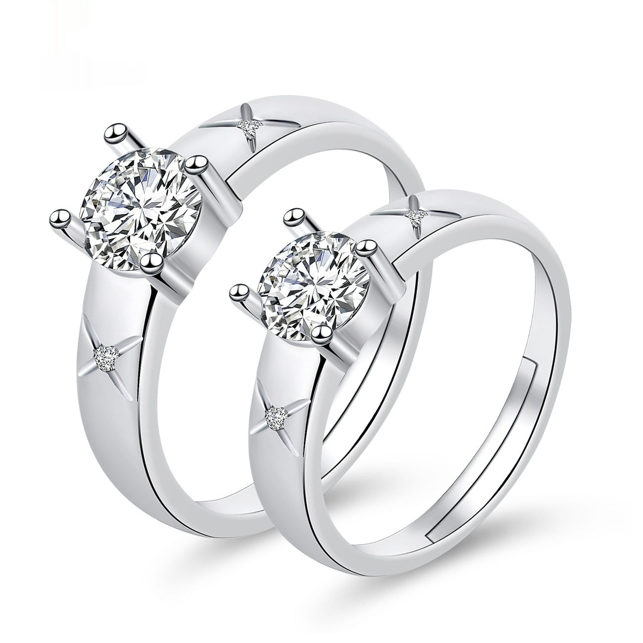 Moissanite Engagement Couple Rings