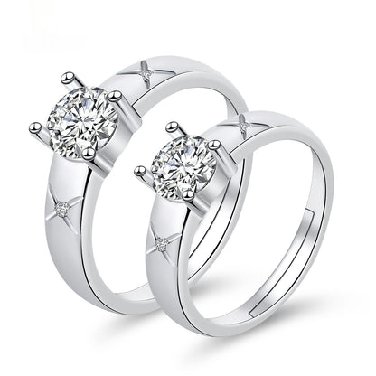 Moissanite Engagement Couple Rings