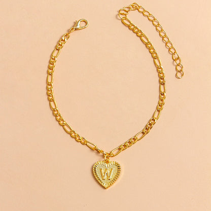 Gold Initial Letter Anklet for Women