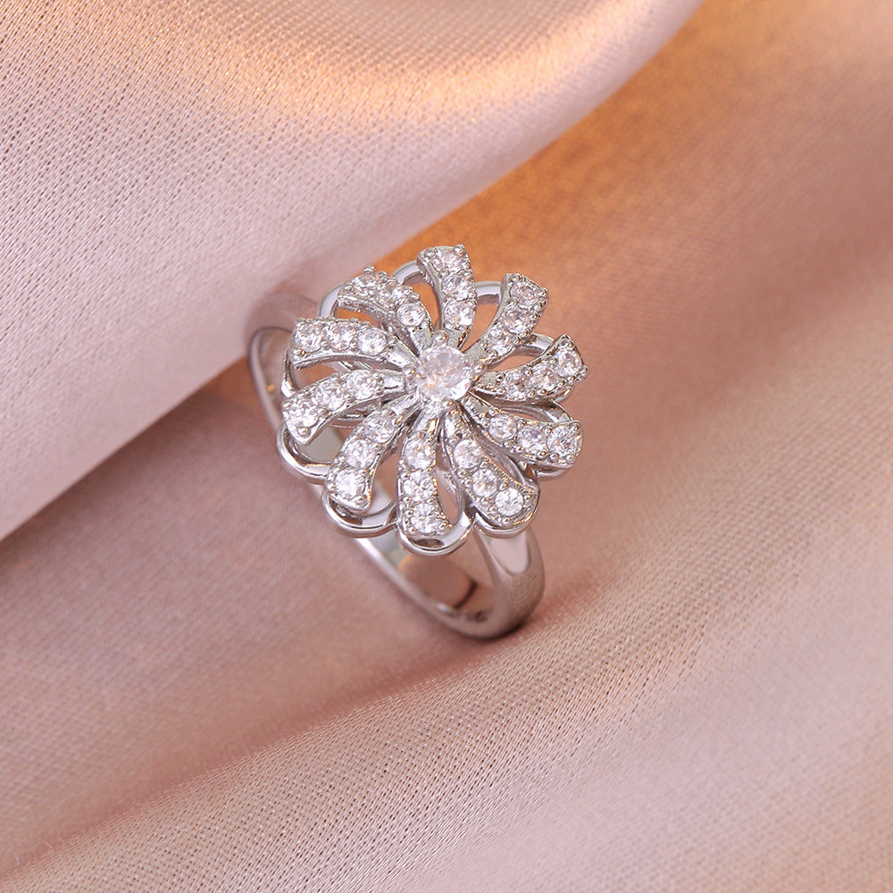 Zircon Flower Necklace or Ring for Women
