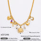 Stainless Steel Sun Shell Pendant Necklace Bracelet Set
