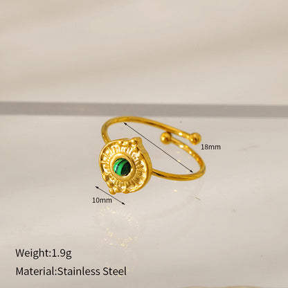 Natural Stone Turquoise Ring – Adjustable