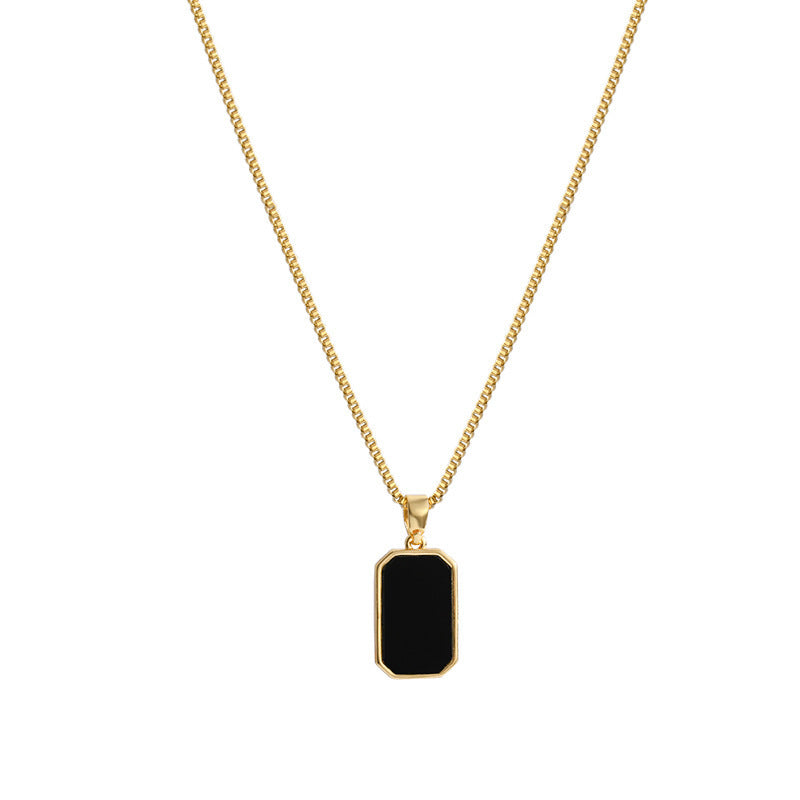 Gold Rectangular Pendant Necklace