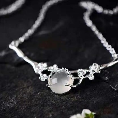 Moonlight White Chalcedony Plum Necklace