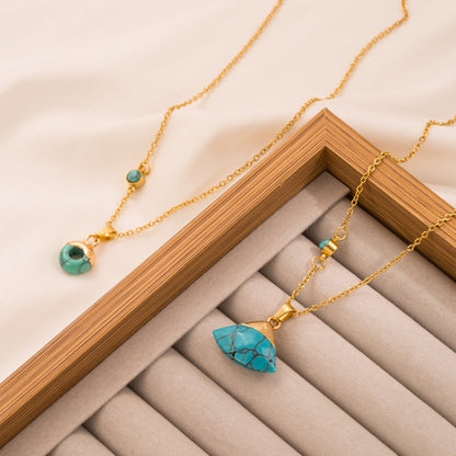 Retro Turquoise Leaf Necklace