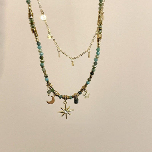 Beaded Twin Clavicle Necklace