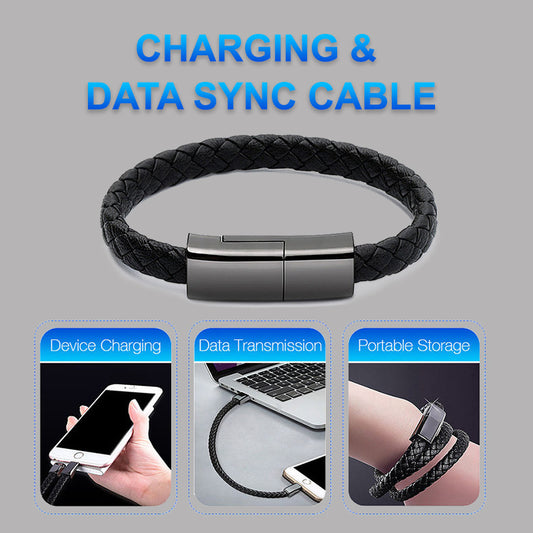 USB Bracelet Charger - Wearable Charging Cable, Type C Data Cable for Phone, Portable and Stylish