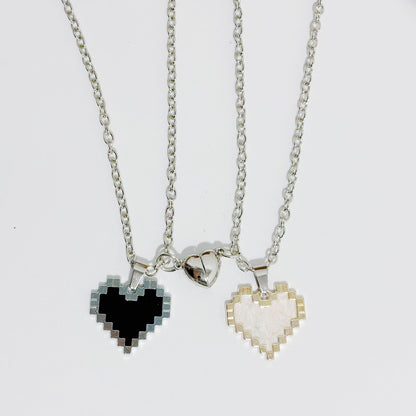 2Pcs Magnetic Heart-Shaped Mosaic Necklace Set