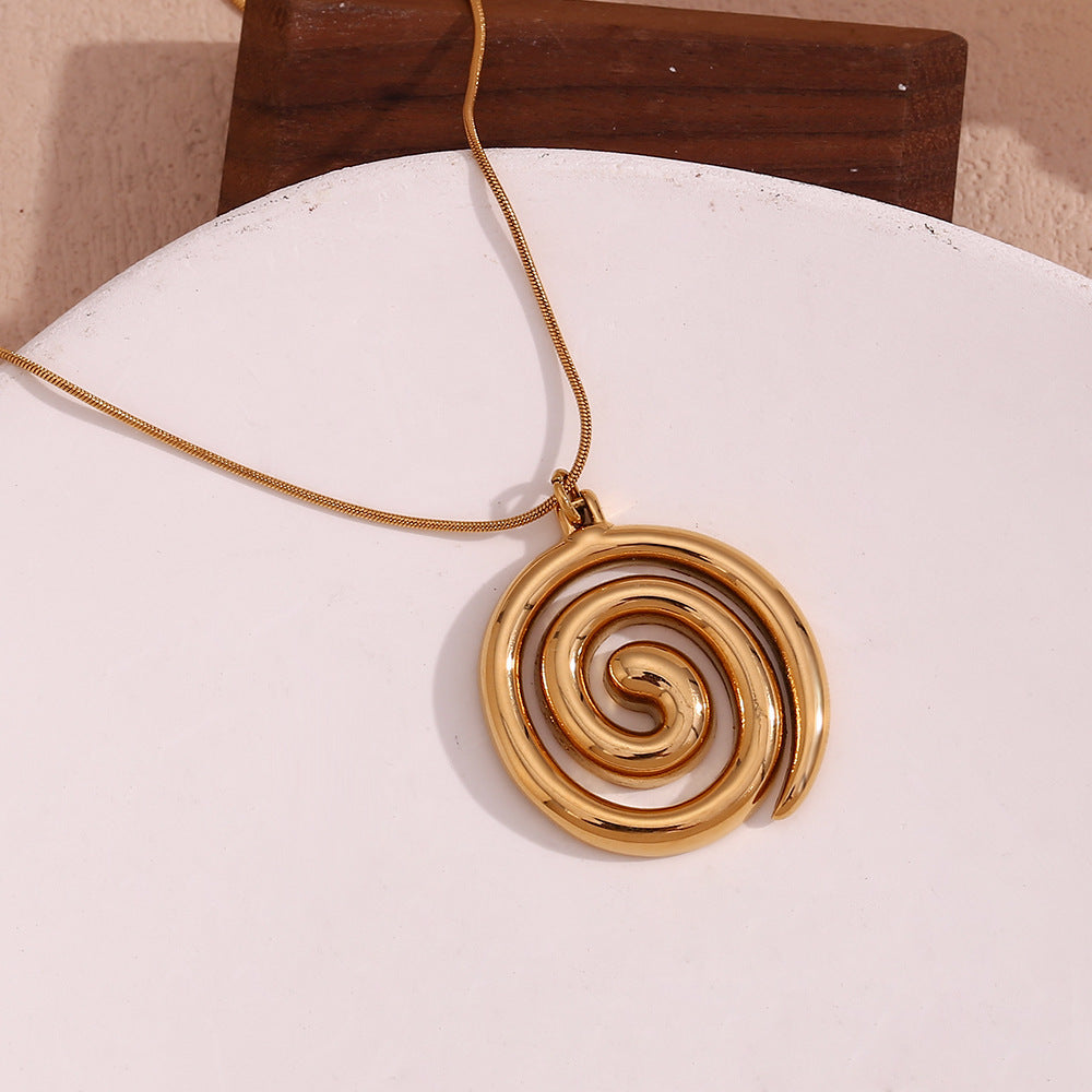 Gold Snake Chain Vortex Pendant Necklace