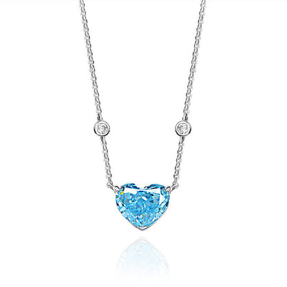 Ocean Blue Heart-Shaped Zircon Necklace