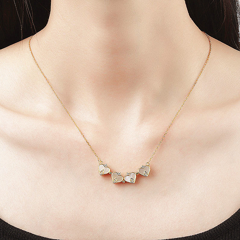 Net Red Clover Enamel Necklace
