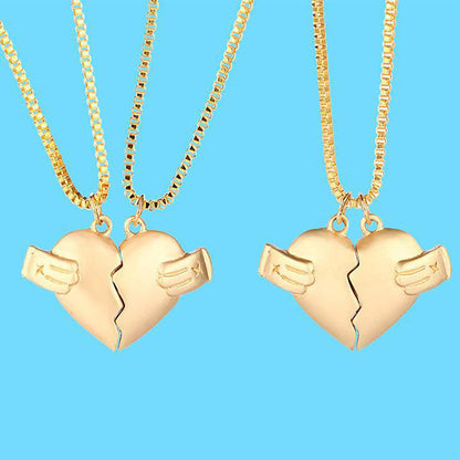 2pcs Heart-Broken Shape Pendant Necklace