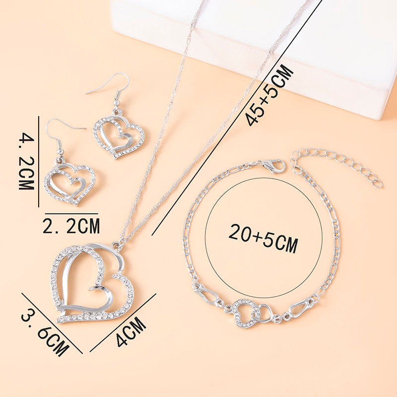 Romantic Crystal Heart Jewelry Set for Women
