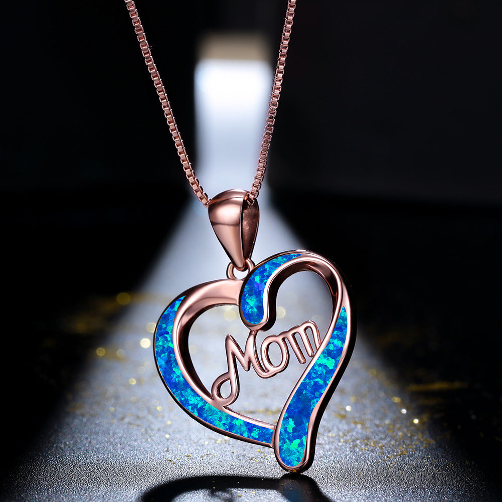 Heart Shaped MOM Letter Pendant Necklace