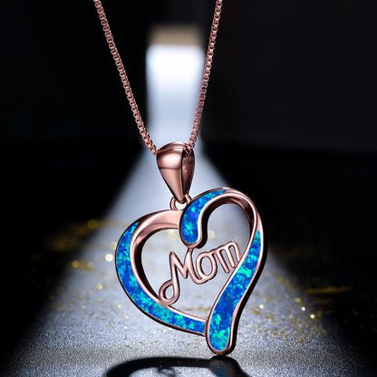 Heart Shaped MOM Letter Pendant Necklace