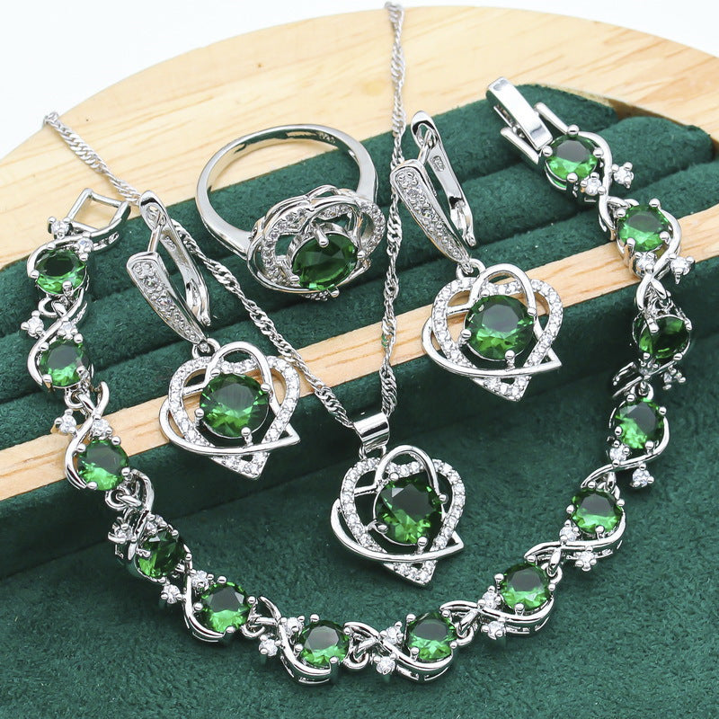 Retro Fashion Zircon Jewelry Set with Snake Chain Design
