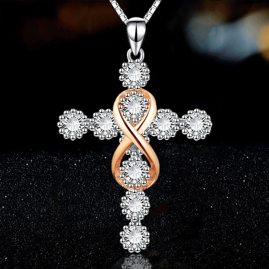 Infinity Cross Zircon Pendant Necklace