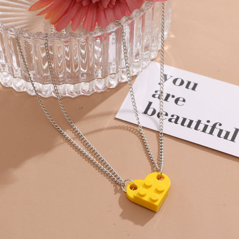 Lego Gift Heart Necklace, 2pcs Set