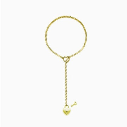 Heart Shaped Lock & Key Slip Chain Necklace