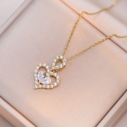 Rhinestone Crystal Heart Pendant Necklace