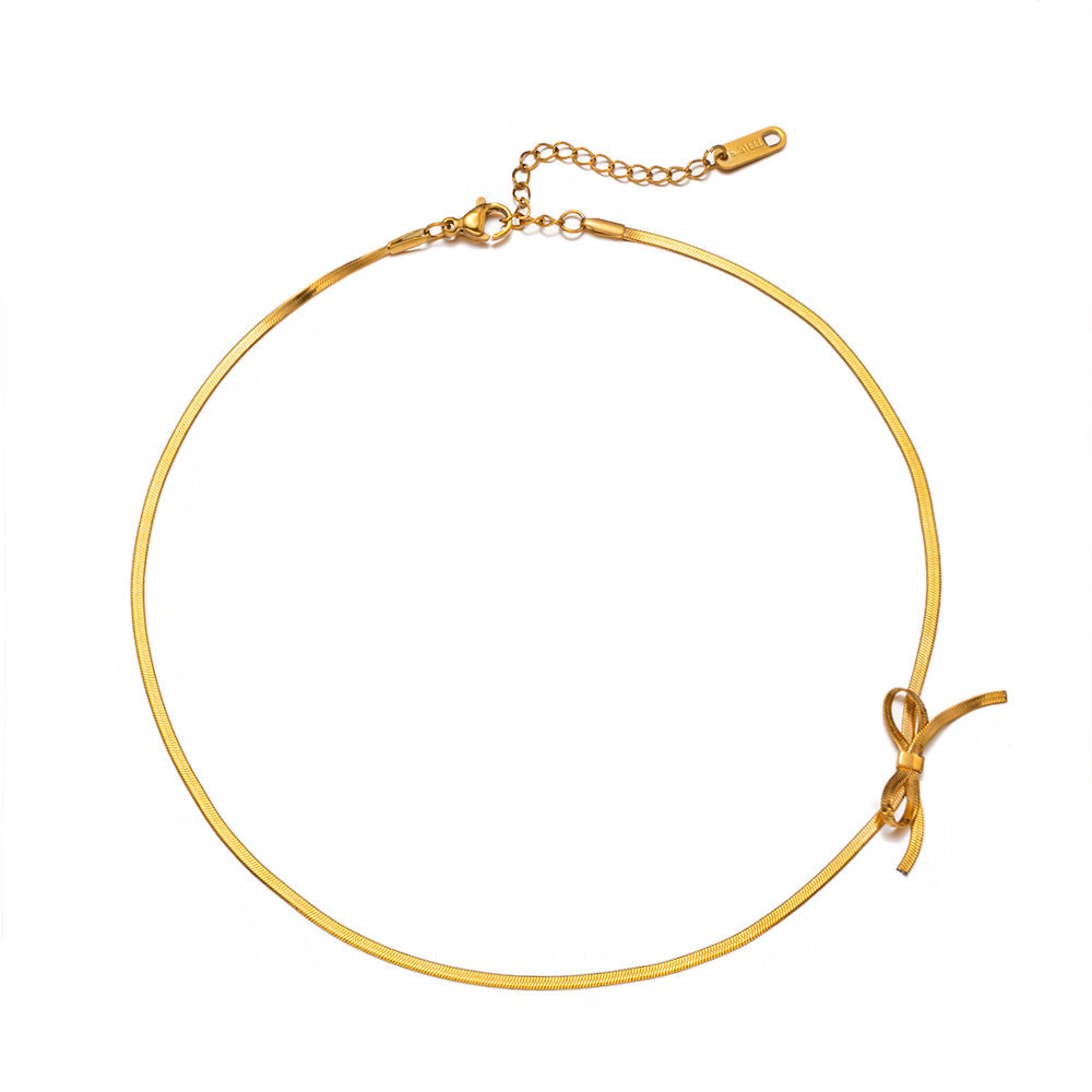 Minimalist Bowknot Necklace, Gold & Silver