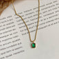 Ins Style French Emerald Necklace & Bracelet Set